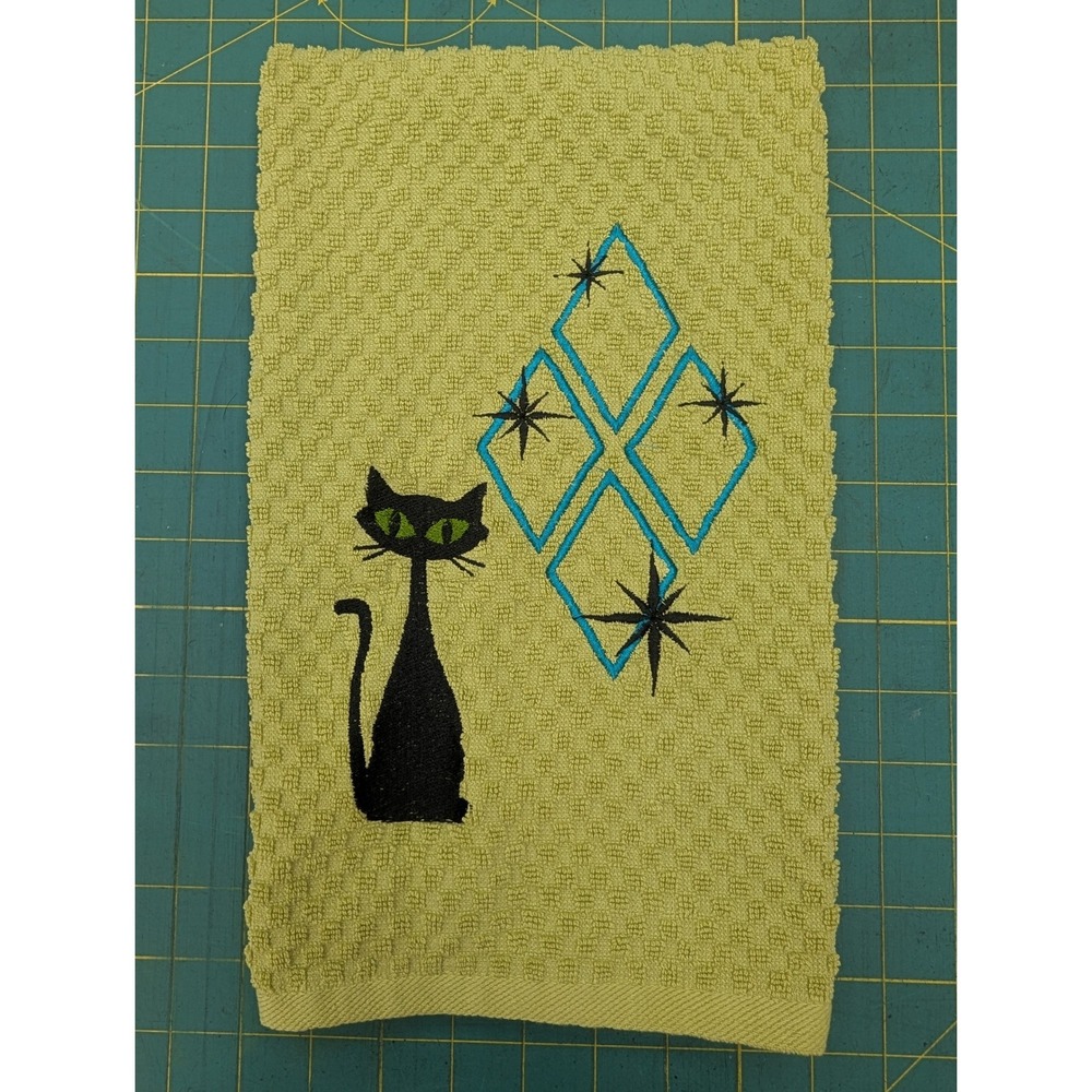 Mid Mod Cat Retro Mid Century Modern Atomic Kitchen Bath Hand Bar Towel